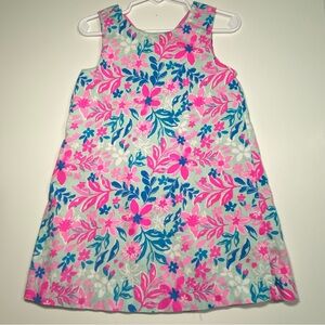 Tommy Bahama Girls 3T Tropical Floral Shift Dress Pink Blue Sleeveless Bright
